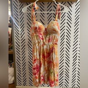 AUW Floral Dress with Pink and Orange Tones